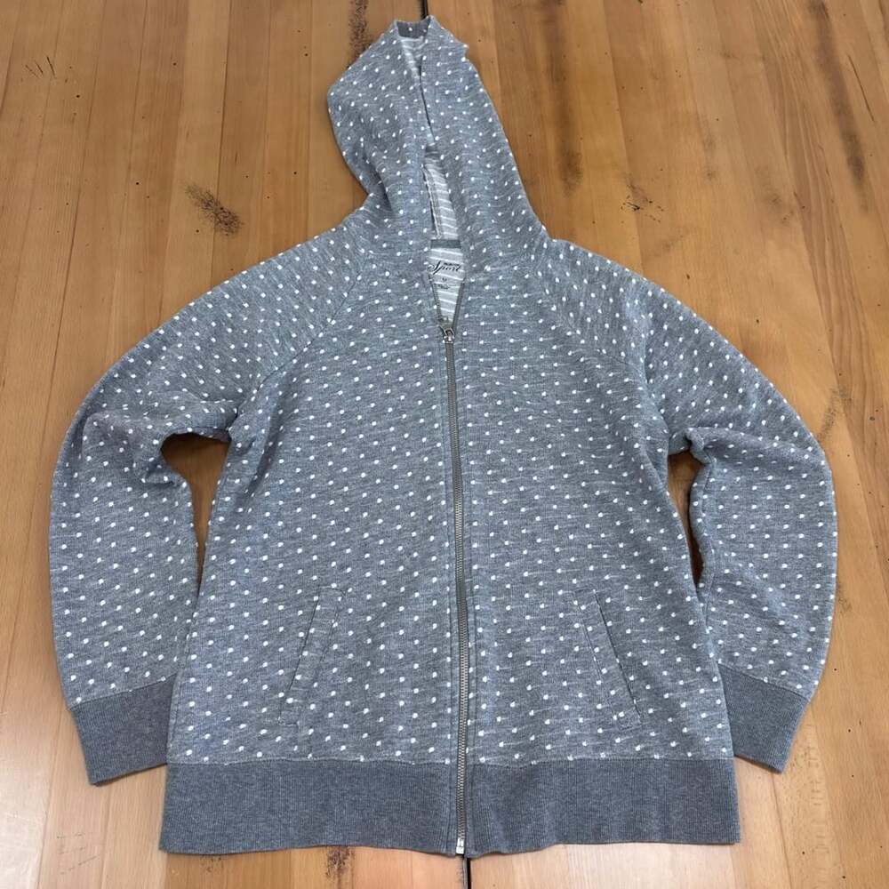 Style & Co. Sport Polka Dot Zip Up Hoodie Size M Grey